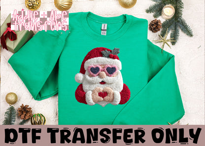 Santa Heart Faux Yarn DTF Transfer