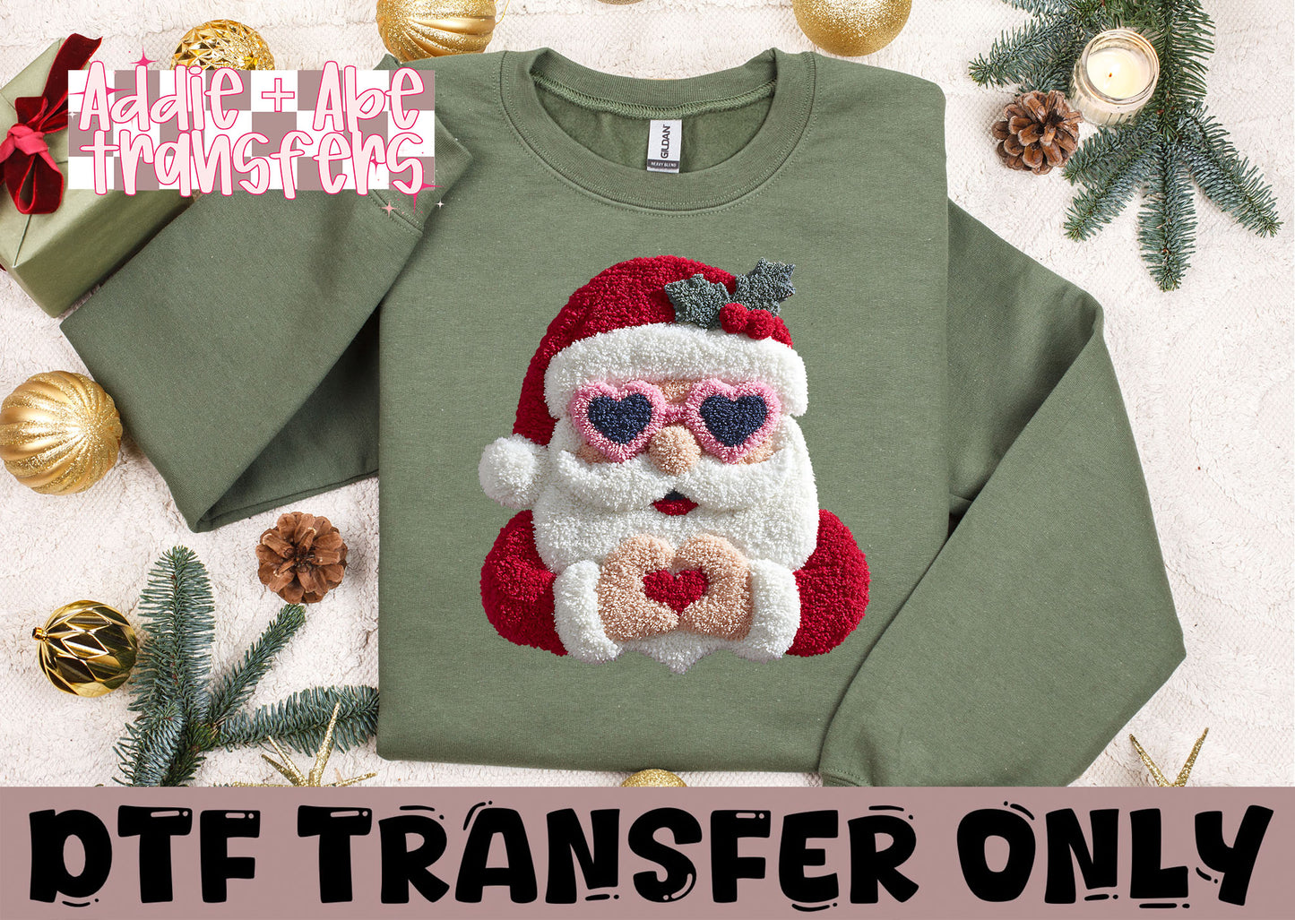 Santa Heart Faux Yarn DTF Transfer