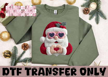 Santa Heart Faux Yarn DTF Transfer