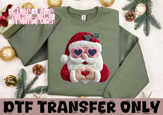 Santa Heart Faux Yarn DTF Transfer